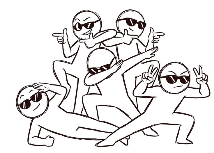 Cool squad meme-style line drawings in sunglasses — Gen Z slang dictionary cover