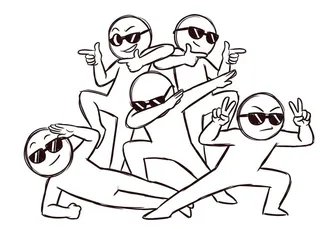 Cool squad meme-style line drawings in sunglasses — Gen Z slang dictionary cover
