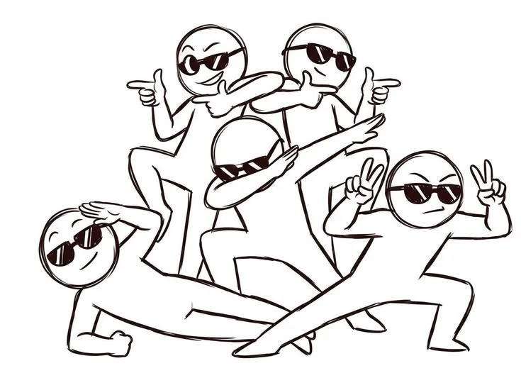 Cool squad meme-style line drawings in sunglasses — Gen Z slang dictionary cover